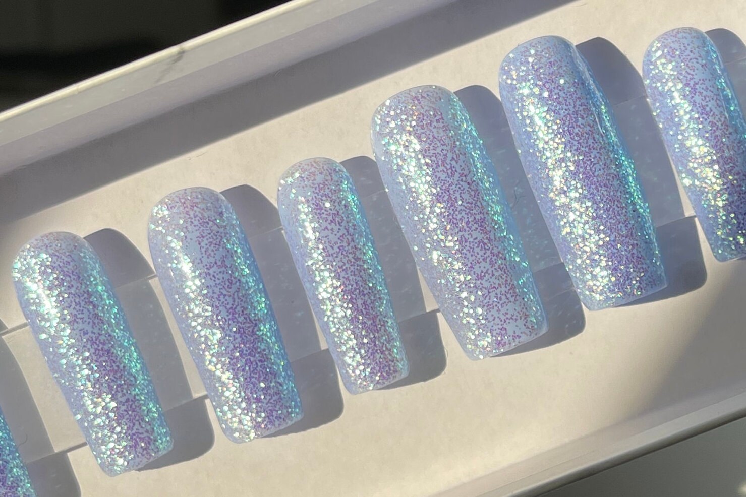 Cinderella Baby Blue Glitter Gel Press on Nails - Etsy