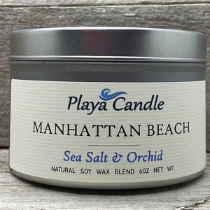 Manhattan Beach | soy candle | handmade soy candle | california | tin | essential oil candle | playa candle | scented candle | beach candle