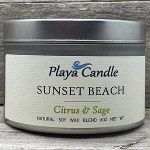 Sunset Beach | soy candle | handmade soy candle | california | tin | essential oil candle | playa candle | scented candle | beach candle