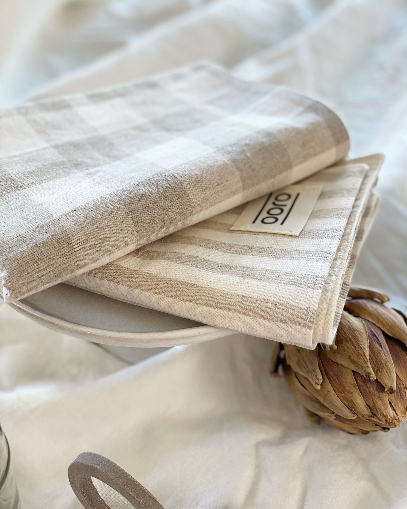 LinenMuslin Dish Towel 2 Layers Linen Dish Towel Muslin Etsy