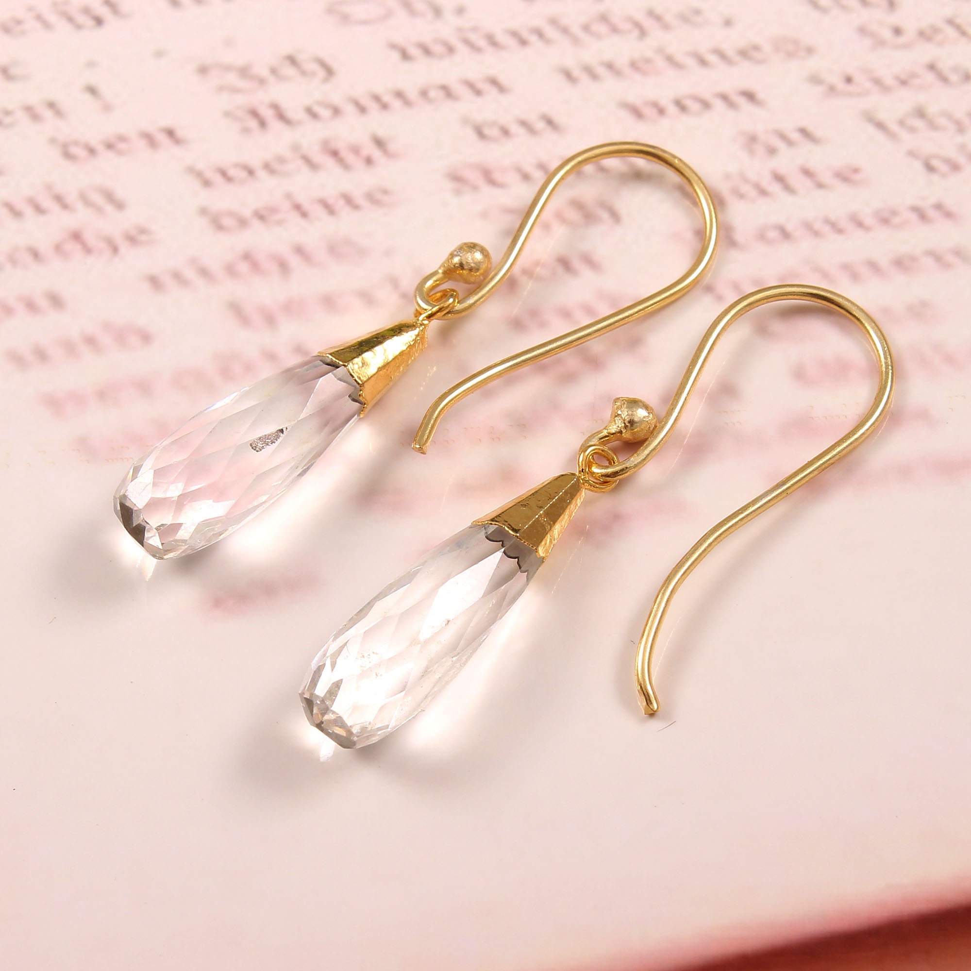 Clear Glass Drop Earrings. Sterling Silver Wrapped Glass Etsy UK