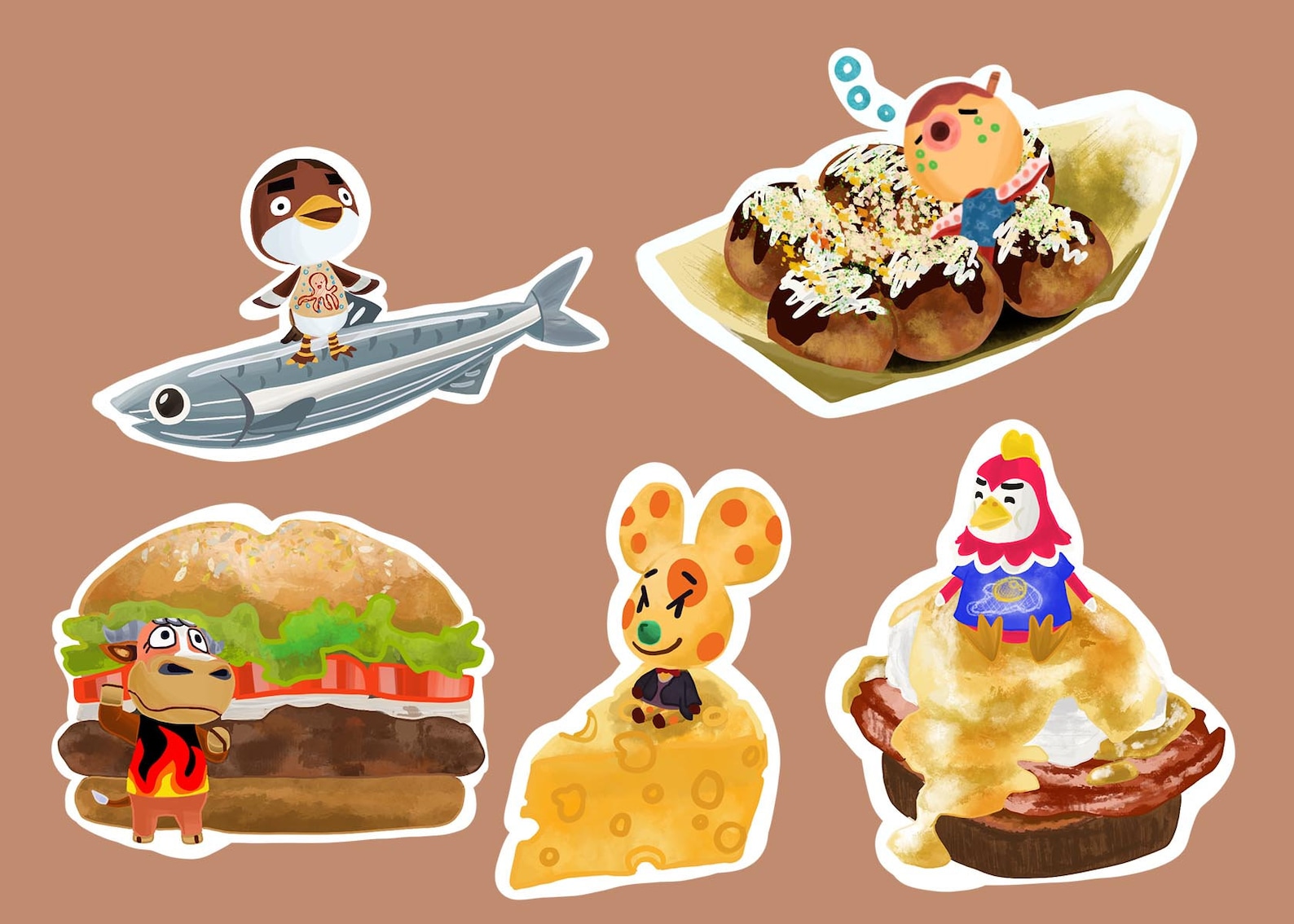 Animal Crossing Food stickers Zucker Cheddar Anchovy Etsy