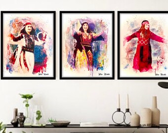 Print set abstract watercolor fine art print for your home wall art wall decor Palestine art