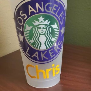LA Los Angeles Lakers Kobe Bryant Inspired Starbucks Cold Cup, Personalized
