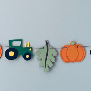 Tractor themed banner | Farm themed birthday decor | Pumpkin banner | Fall home decor | Tractor birthday party decor | Cardstock banner