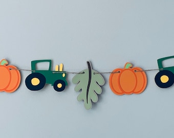 Tractor themed banner | Farm themed birthday decor | Pumpkin banner | Fall home decor | Tractor birthday party decor | Cardstock banner