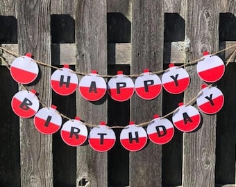 Happy Birthday Bobber Banner, Bobber Banner, Fishing Birthday Party, The Big One, Ofishally One banner, Ofishally One Birthday decorations