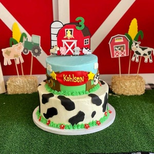 Farm Cake Topper, Farm themed birthday, Barnyard Cake Topper, Barnyard party, Farm Animal Cake Topper, Barn Cake topper
