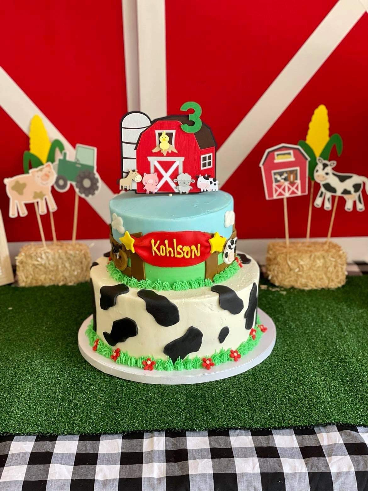 Cow Two Birthday Cake Topper Happy Birthday Cake Decorations for Cow Farm  Zoo Animal Themed Second Year Old 2nd Birthday Party Supplies Double Sided