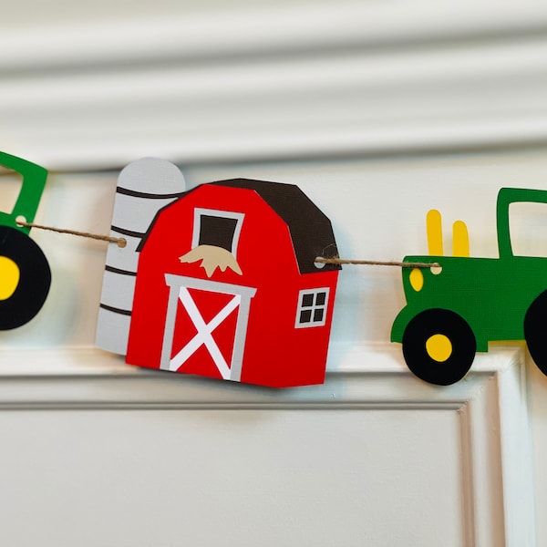 Barn and Tractor Banner, Barnyard Party Banner, Tractor Banner, Barn Banner, Barnyard Party Decorations, Farm Birthday Decor