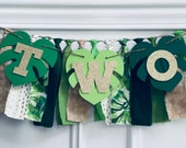 Safari High Chair Banner, Jungle High Chair Banner, Two Wild High Chair Banner, Tropical High Chair Banner, Two Wild Birthday Decor, Palms