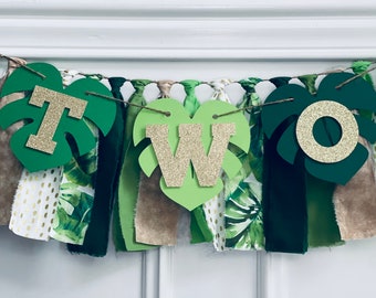 Safari High Chair Banner, Jungle High Chair Banner, Two Wild High Chair Banner, Tropical High Chair Banner, Two Wild Birthday Decor, Palms