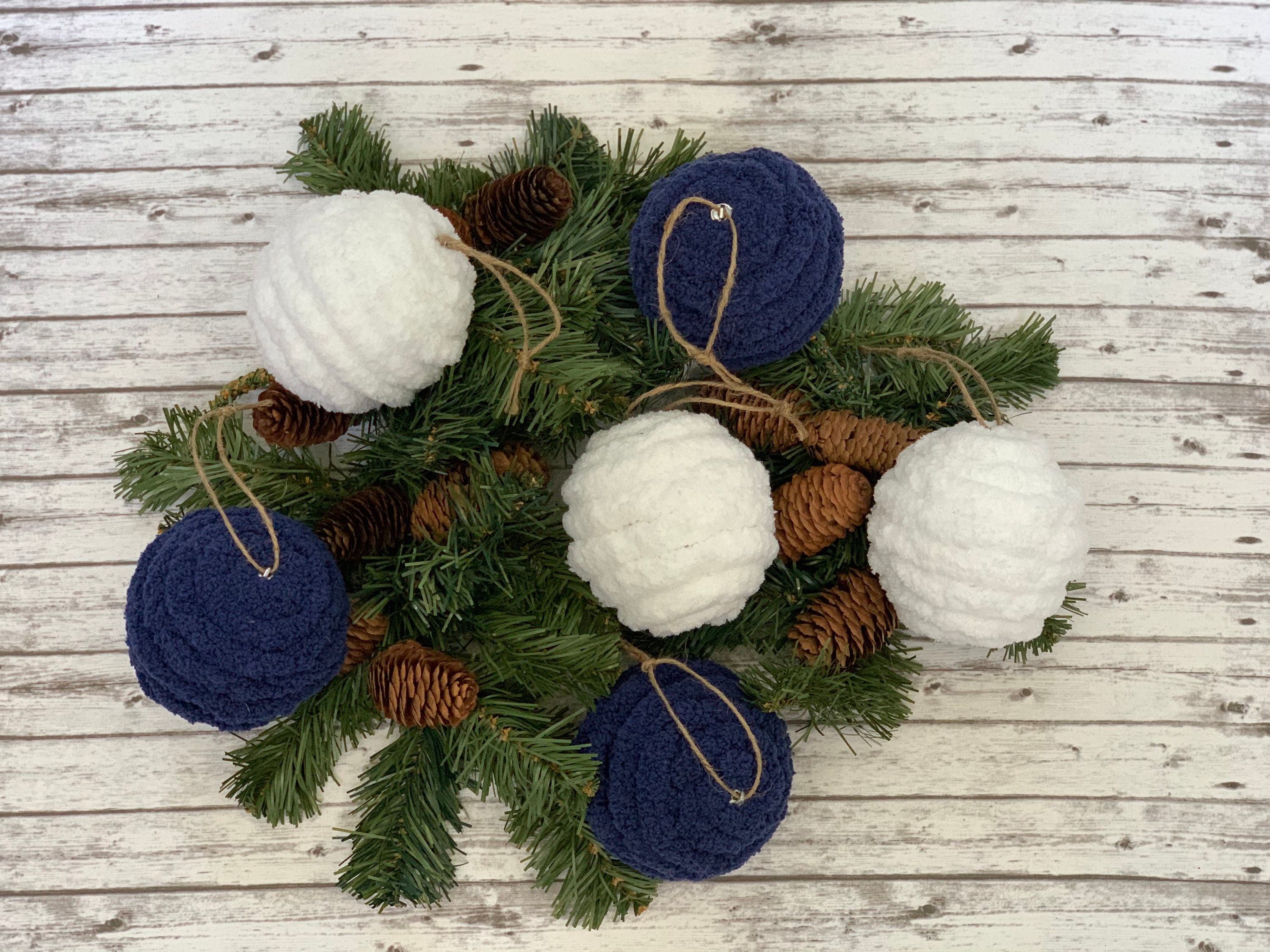 Farmhouse Inspired Christmas Yarn Covered Ornaments Cottage