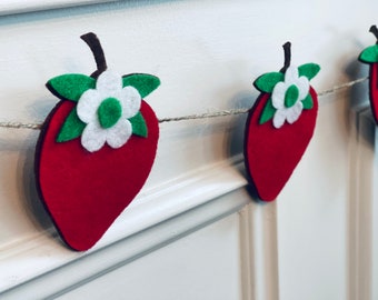 Berry Sweet banner, Strawberry Felt banner, Strawberry banner, Strawberry birthday decorations, Berry Sweet One decorations, Berry birthday
