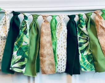 Safari Themed Birthday Decor | Jungle Themed Fabric Garland/Banner | Young Wild and Three Birthday Decor | Tropical Birthday Decor | Safari