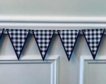 Black and White Buffalo Plaid Banner | Buffalo check decor | Farmhouse party decor | Farmhouse banner | Black and White check banner