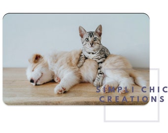 Custom Photo Pet Food Placemat - Polyester & Non-Skid Black Rubber Placemats - Personalized Picture Dog, Cat, Puppy, Kitty, Kitten Snack Mat