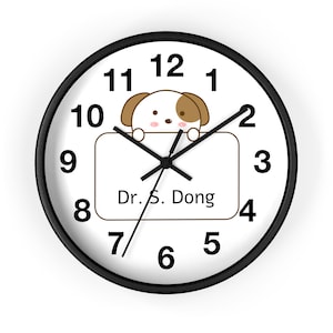 Cute Dog Holding Sign Vet Office Wall Clock, Veterinarian Doctor Clock, Pet Food Store Decor, Animal Shelter Clock Pet Lover Home Decor Gift