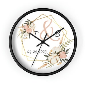 Personalized Couples Name Initials & Custom Wedding Date Year Wall Clock, Wedding Engagement Wall Clock Gift for Newlyweds