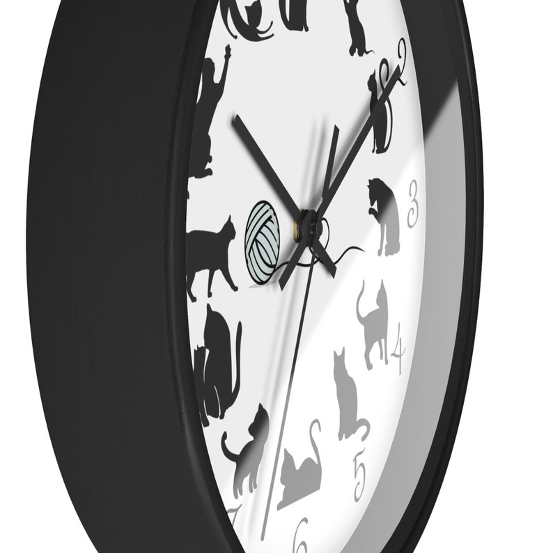 Playful Cat Clock Fun Times Kitty Silhouette Kitchen Wall Etsy Canada