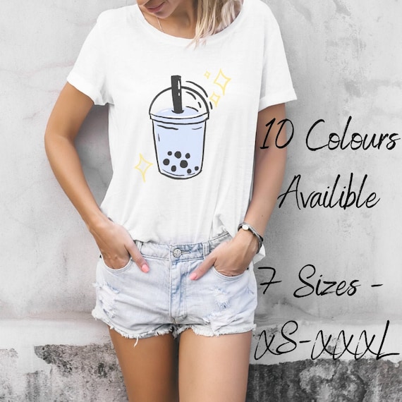 T shirt unisex Bella tela azzurro viola Bubble Tea Drink con