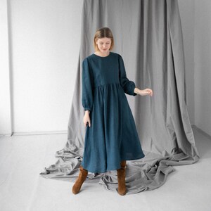 Linen dress autumn, summer linen dress, light and natural dress for women.Minimalistic dress . Simple linen dress