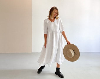 Summer linen dress, light and natural dress for women.