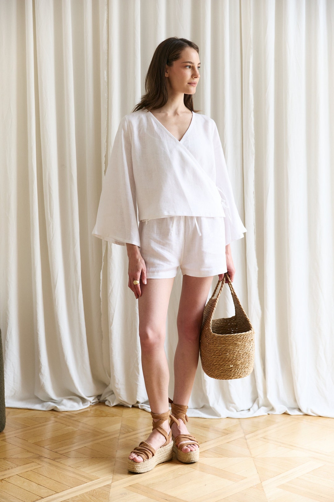 Linen Shirt And Shorts Set Casual Linen Outfit