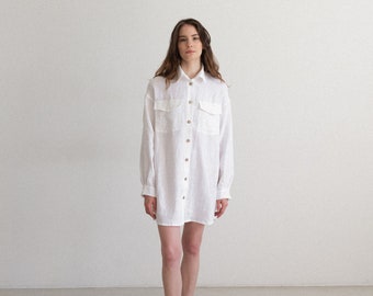 Shirtdress, Linen dress, soft linen dress, summer linen, woman dress, natural linen dress, oversize shirt