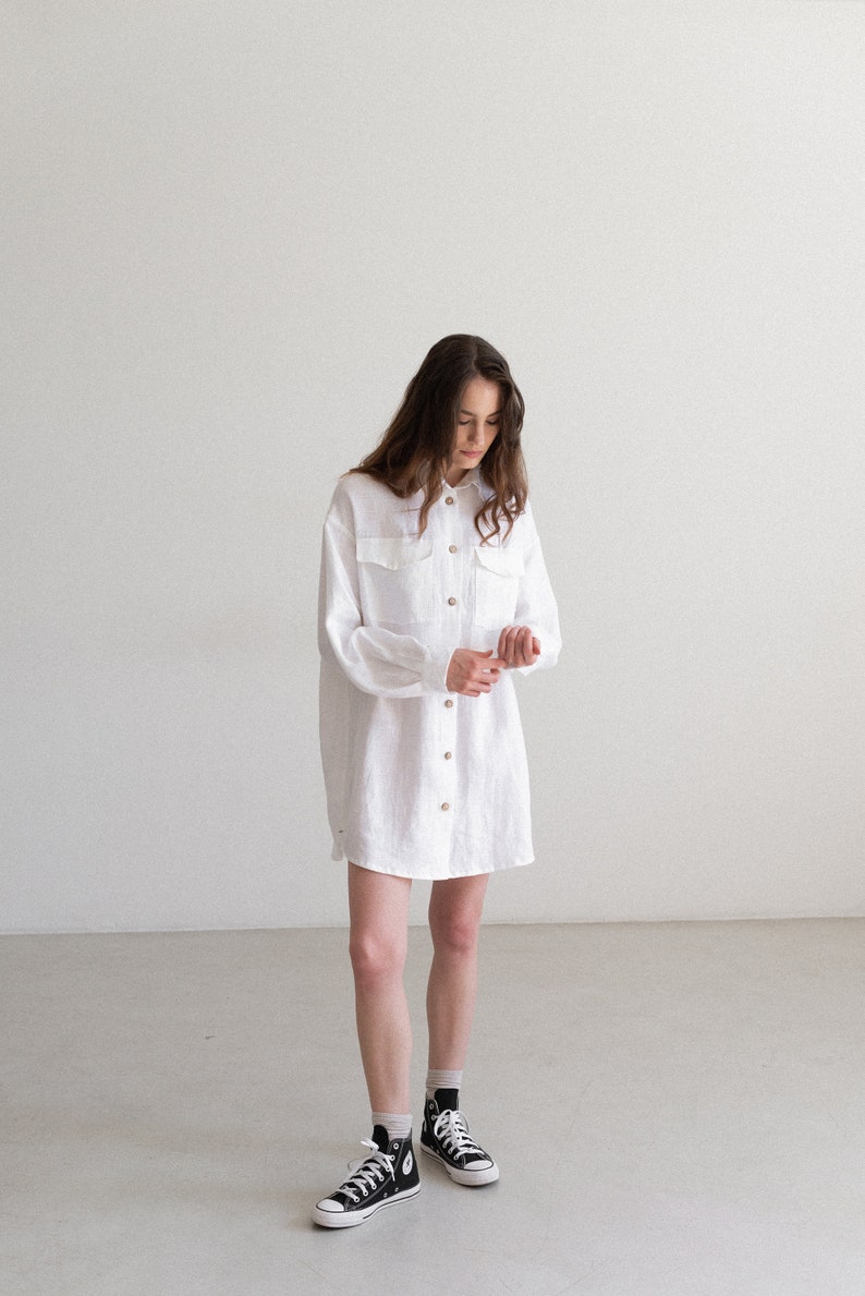 Shirtdress, Linen dress, soft linen dress, summer linen, woman dress, natural linen dress, oversize shirt image 7