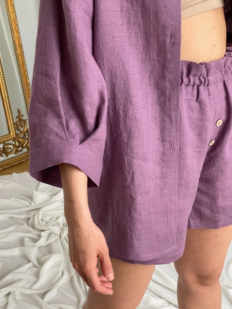 Linen Set Linen Shirt and Shorts Summer Linen Set Women Etsy
