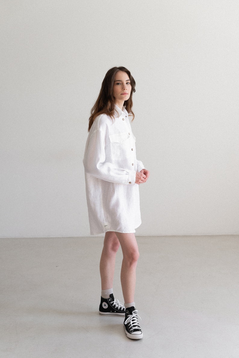 Shirtdress, Linen dress, soft linen dress, summer linen, woman dress, natural linen dress, oversize shirt image 8