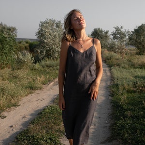 Dress for women, natural linen dress, minimalistic slip dress, softened linen and very comfortable image 5