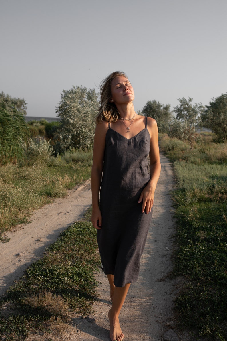 Dress for women, natural linen dress, minimalistic slip dress, softened linen and very comfortable image 5