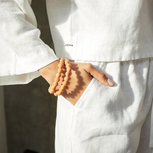 Ensemble haut et short en lin, vêtements en lin ramollis, costume de vacances image 4