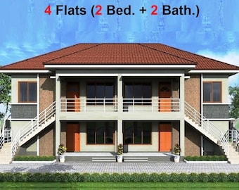 B-312/ Diseño de apartamentos dúplex personalizados: 4 pisos, 2 habitaciones, plano de construcción pequeño