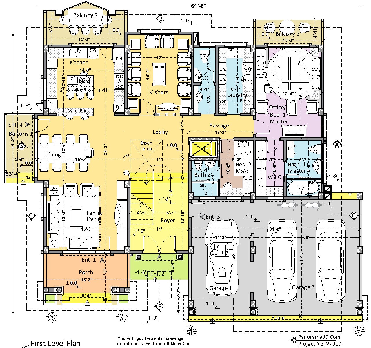 V-910| Plattegrond moderne luxe villa: 5 slaapkamers, 4 woonkamers, 3  auto's | Plattegrond duplexwoning - Etsy België, image size:1280x1201