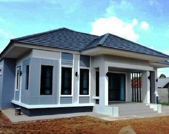 V-405| one story house plan, Blueprint granny house: 3 bedroom, with 2 car port