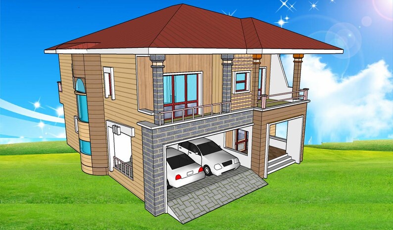 V-871| Duplex House Plans contemporary style, Blue prints modern tiny home image 4