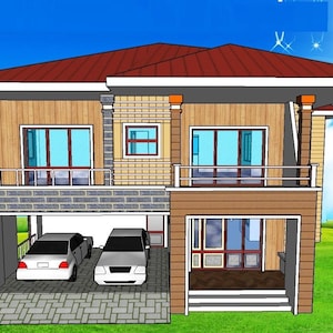 V-871| Duplex House Plans contemporary style, Blue prints modern tiny home image 1