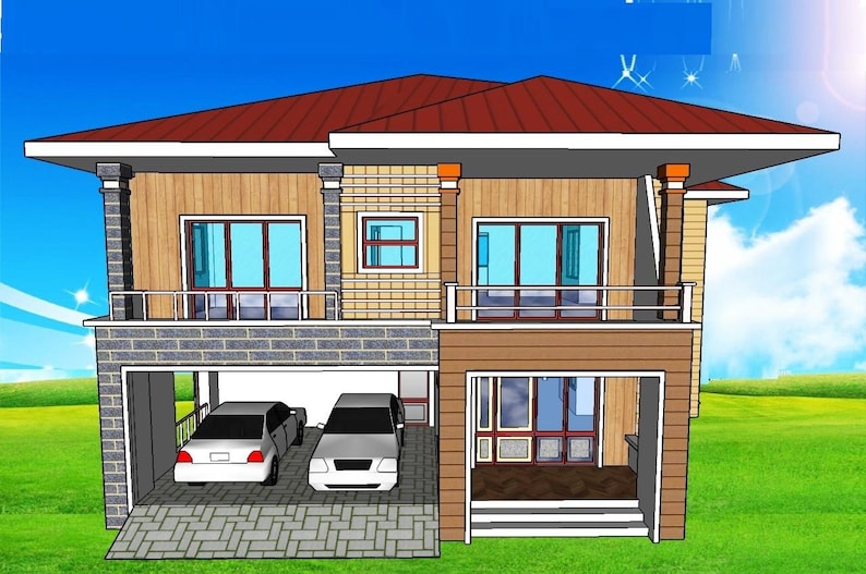 V-871| Duplex House Plans contemporary style, Blue prints modern tiny home image 1