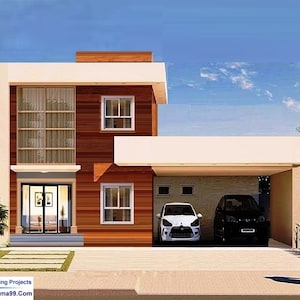 V-409| Modern Duplex Bungalow with Loft, 4 Bedroom, 4.5 bath, Tiny home plan, flat terrace roof one story house design flatdeck