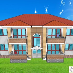 B-324| Plans d'appartements de construction moderne, conception de deux chambres à coucher sur deux étages