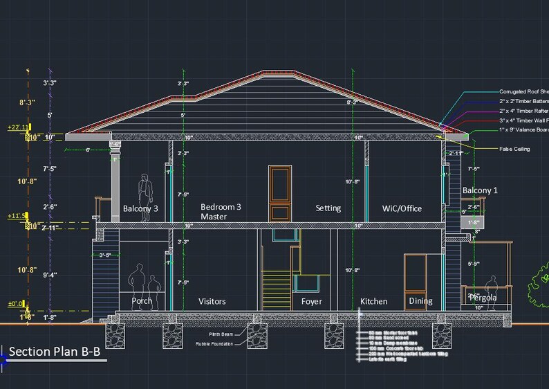 V-871| Duplex House Plans contemporary style, Blue prints modern tiny home image 7