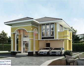 V-734 Diana| 5 Bedroom House Plans + 3 Bath Modern duplex house plans, two story house plan, Best Blueprints home home architecture drawings