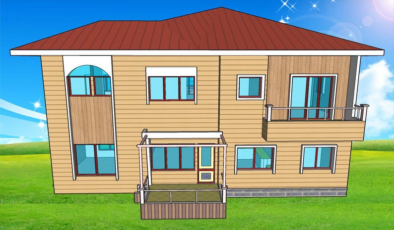V-871| Duplex House Plans contemporary style, Blue prints modern tiny home image 5
