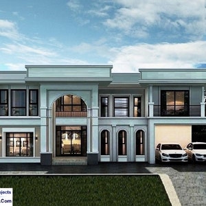 V-634 Africa| # blueprints Modern house Plans | # two floors Home with terrace roof, flat deck,  Duplex home design