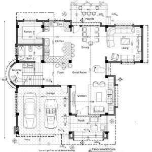 V-871| Duplex House Plans contemporary style, Blue prints modern tiny home image 2