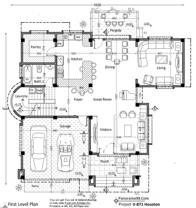 V-871| Duplex House Plans contemporary style, Blue prints modern tiny home image 2