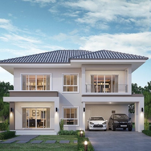 4 Bedroom Luxury House Plan With Three Car Garage5500sqft Etsy